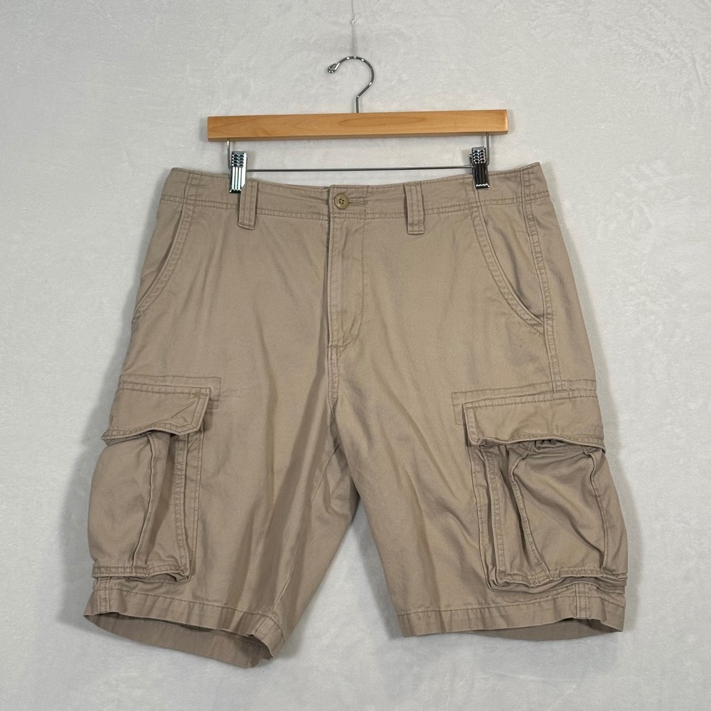 Tan Khaki Broken-In Cargo Shorts 33x21